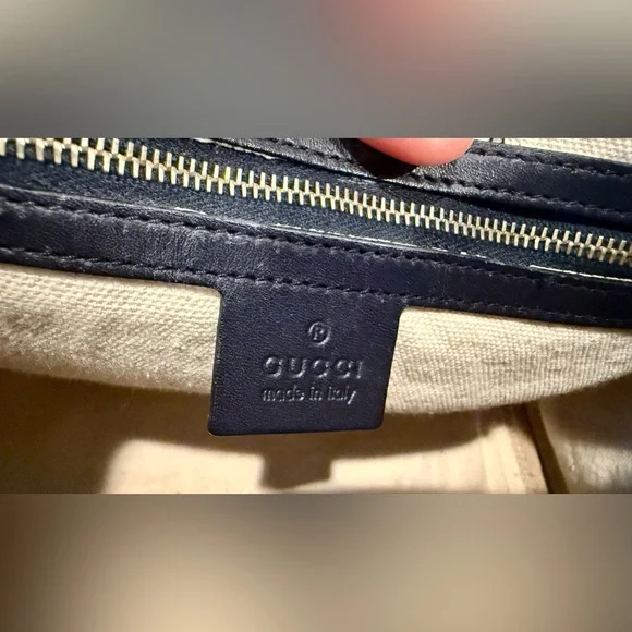 Classic Vintage Gucci Sherry Line Speedy Boston Navy Blue Bag - Picture 11 of 13